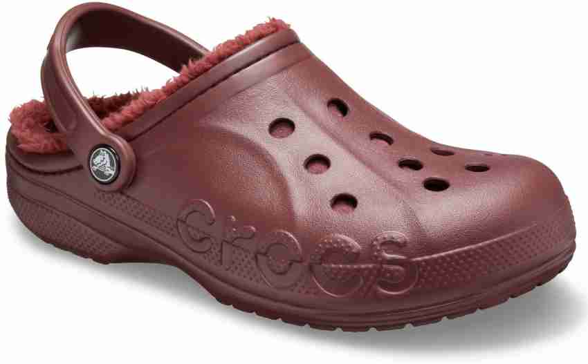 Maroon fuzzy cheap crocs