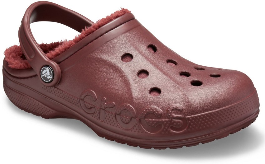 Maroon crocs with fur online