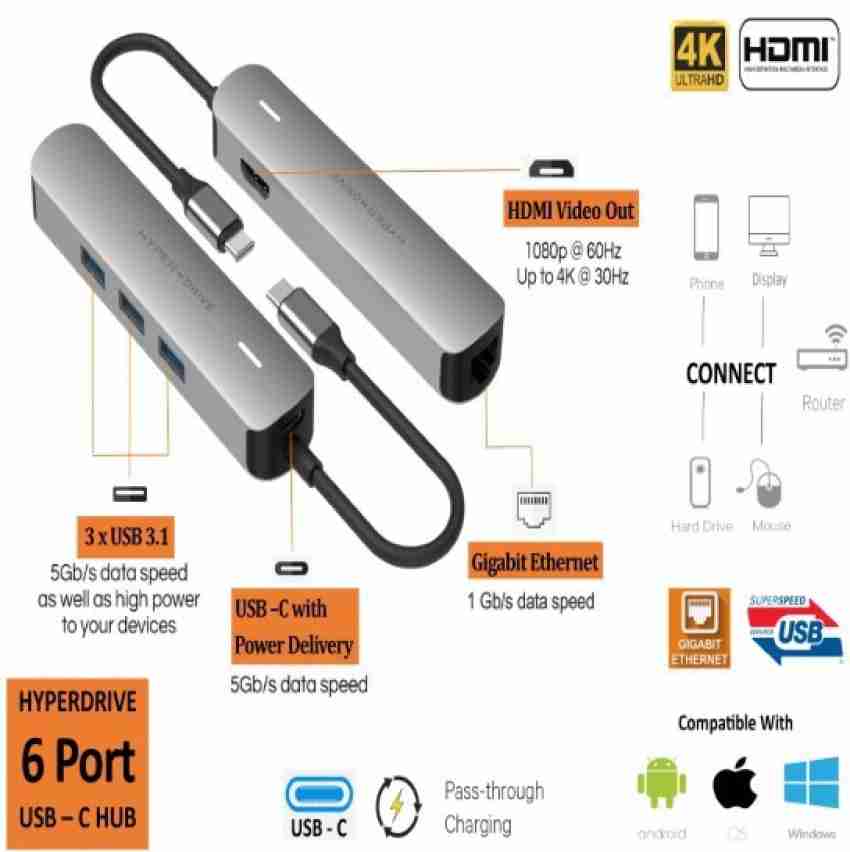 Hyper HyperDrive Dual 10 Port USB-C Hub, 4K HDMI, Ethernet, 1 USB