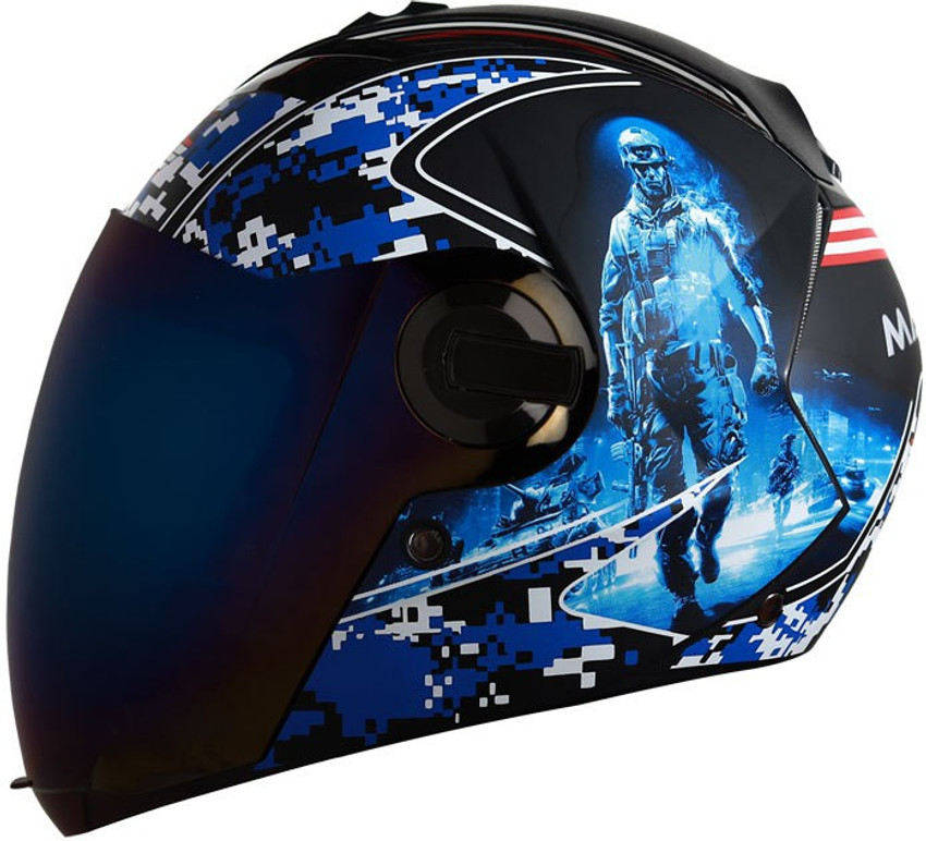 Blue visor helmet deals