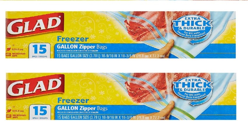 Glad Gallon Freezer Zipper Bags, 15 count