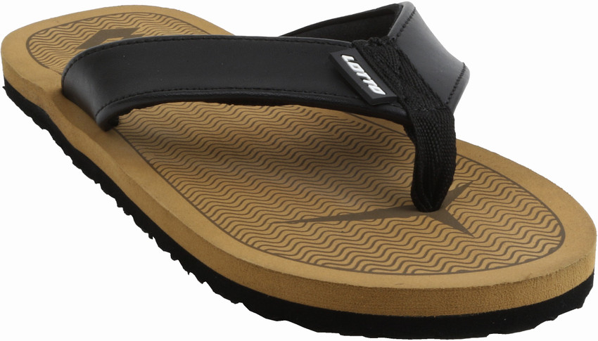 LOTTO Men BLACK TAN FABRICA PU SLIPPERS For MEN 8 Flip Flops Buy