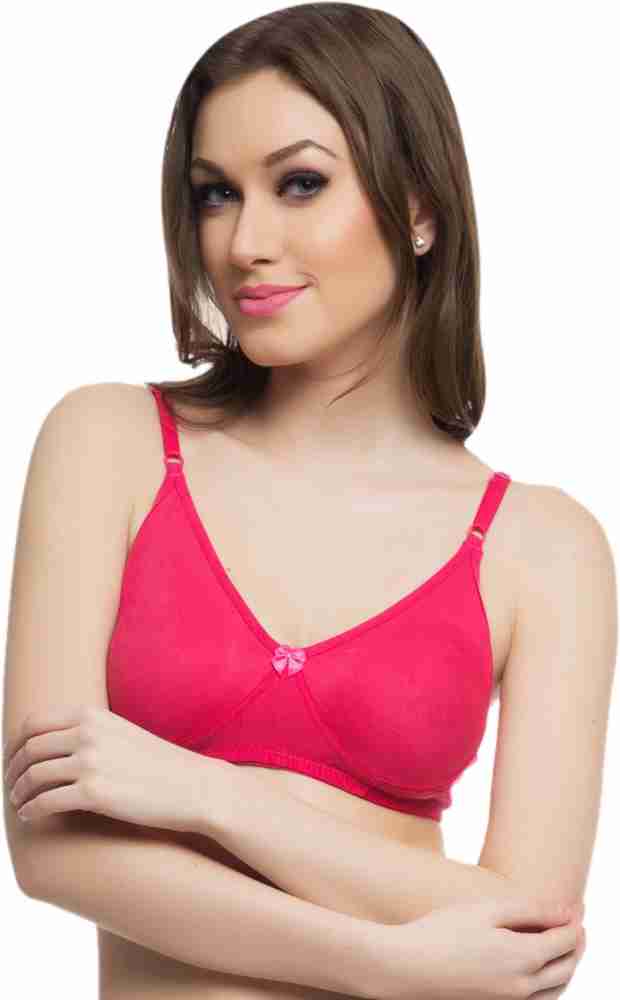 Buy Clovia Cotton Solid Non-padded Full Cup Wire Free Teen Bra - Pink online
