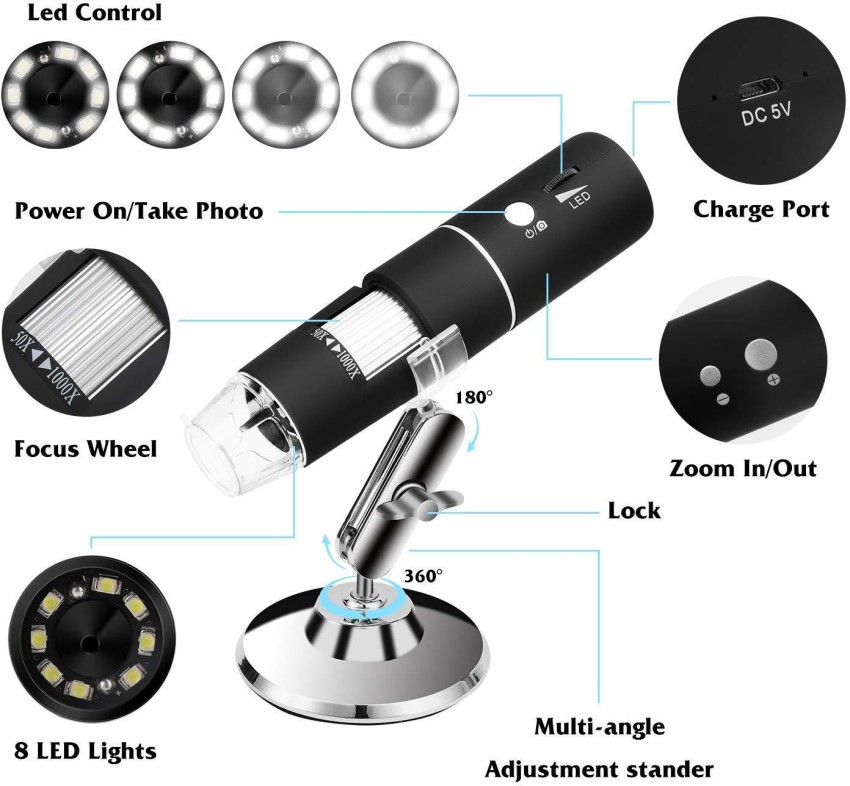 Auslese 50 to 1000x Magnification Endoscope, 8 LED USB 2.0 Digital