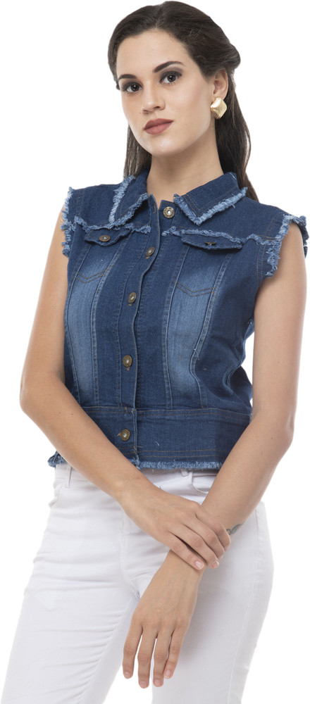 Denim half jackets discount for womens online