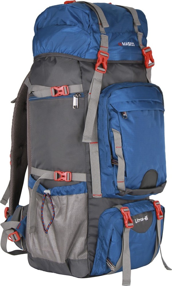 M MASCO Blue Grey With Rain Cover Rucksack 65 L Hiking Rucksack