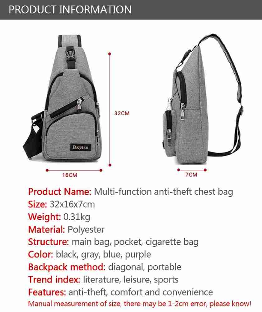Fiiasa USB charging headphone jack anti theft shoulder bags Boy outdoor Oxford 2 L Backpack grey Price in India Flipkart