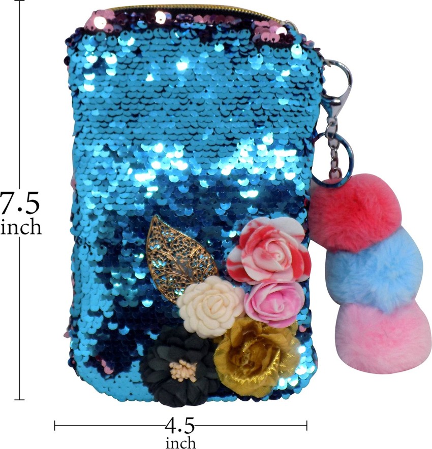 Girl's Sequin & Faux Fur Pom Pom Backpack