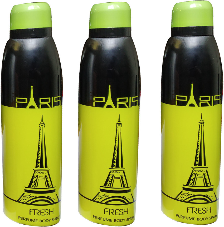PARIS FRESH PACK OF 3 Perfume Body Spray For Men Women