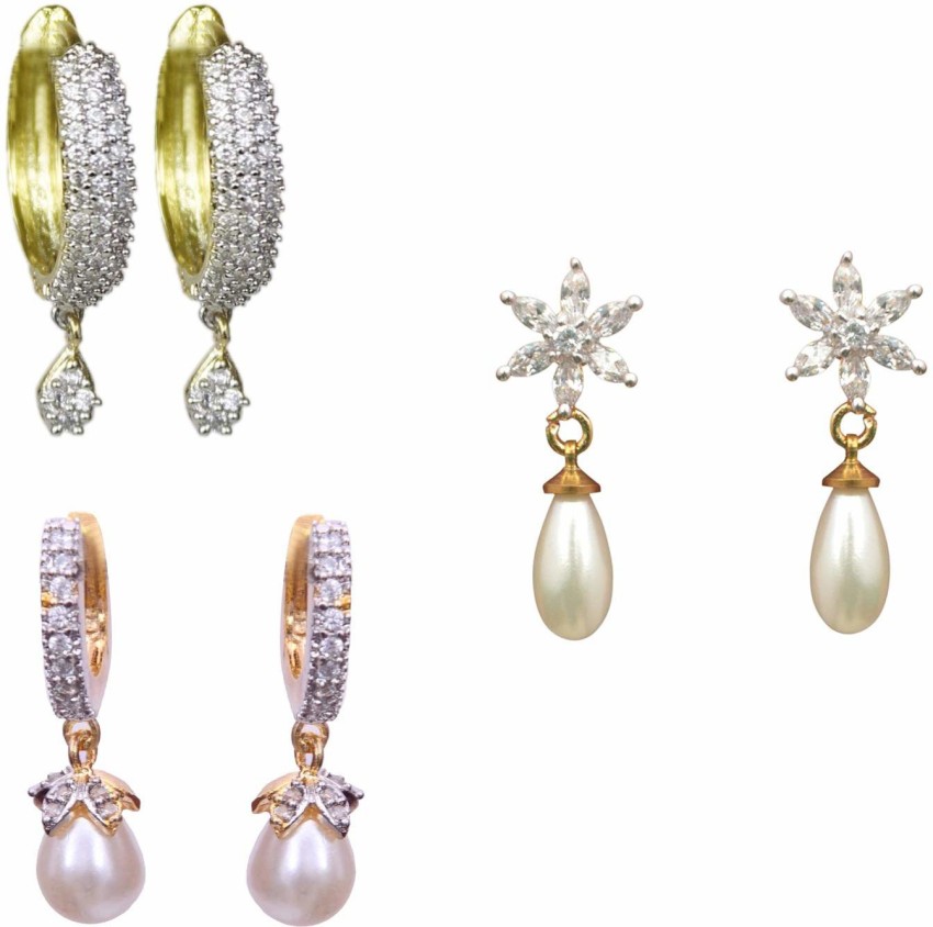 Flipkartcom  Buy Priyaasi Priyaasi Designer Gold Plated American Diamond  Stud Earring For Women And Girls Cubic Zirconia Brass Stud Earring Online  at Best Prices in India