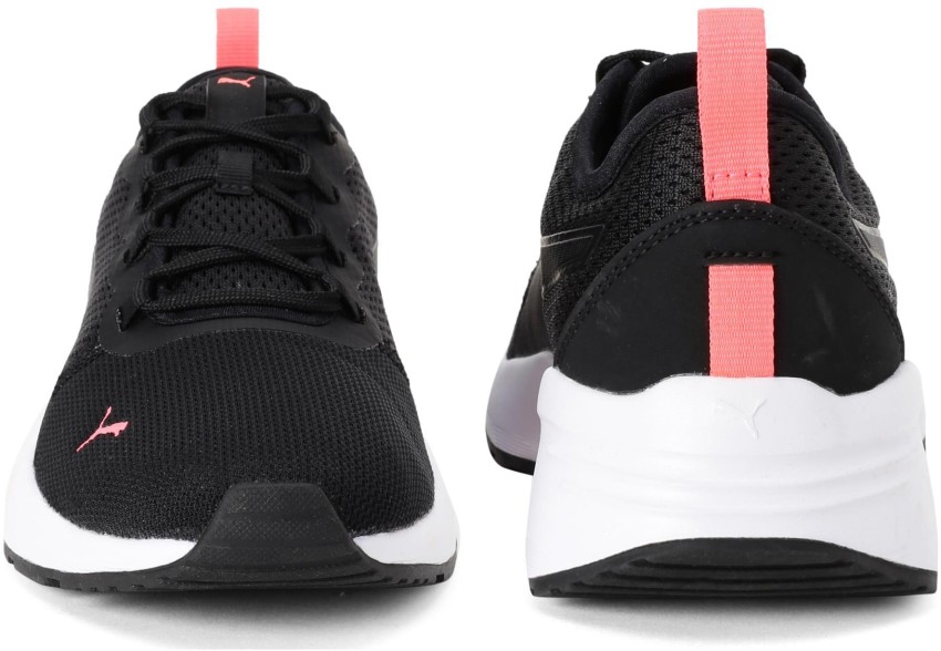 Puma black and store pink running shoes