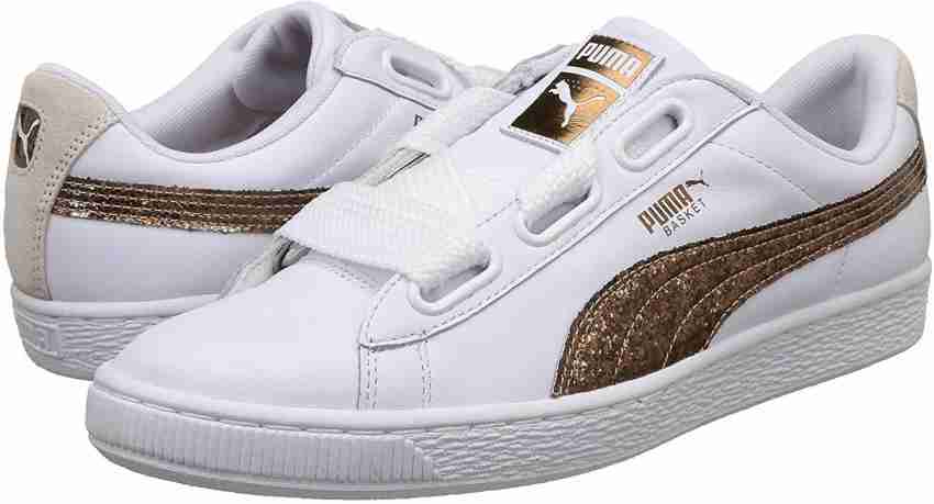 PUMA Basket Heart Glitter Wn s Ros Sneakers For Women Buy Puma White Rose Gold Puma White Color PUMA Basket Heart Glitter Wn s Ros Sneakers For Women Online at Best Price Shop Online