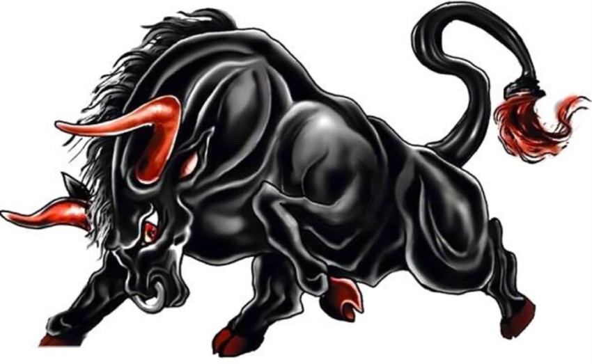 Linear and floral bull tattoo - Tattoogrid.net