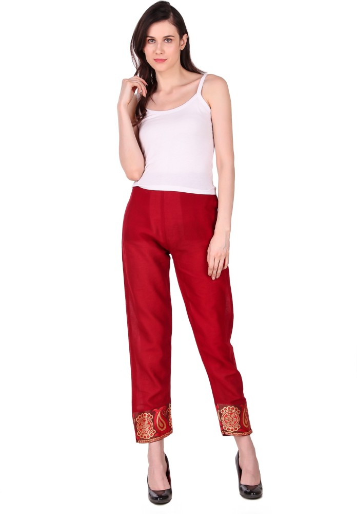 Red Satin Knot Front Wide Leg Trousers  In The Style