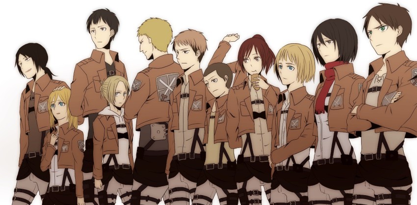 mikasa ackerman, armin arlert, titan, jean kirchstein, connie