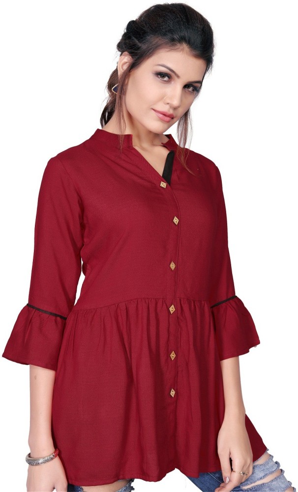 TANDUL Casual Juliet Sleeve Solid Women Maroon Top at Rs 215/piece in Delhi