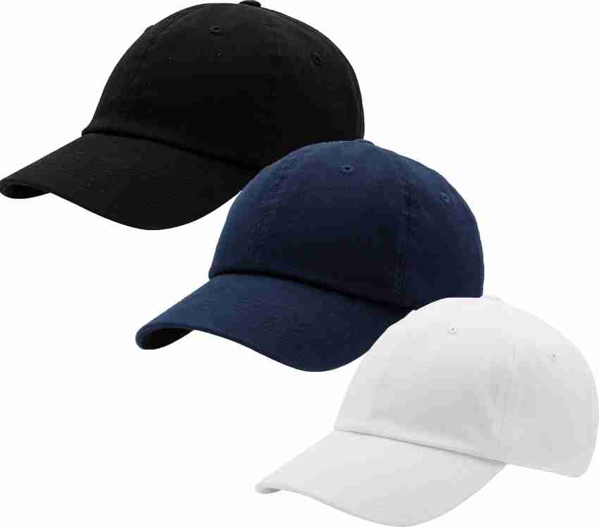 bolax Plain Navy Blue Cotton Baseball Cap