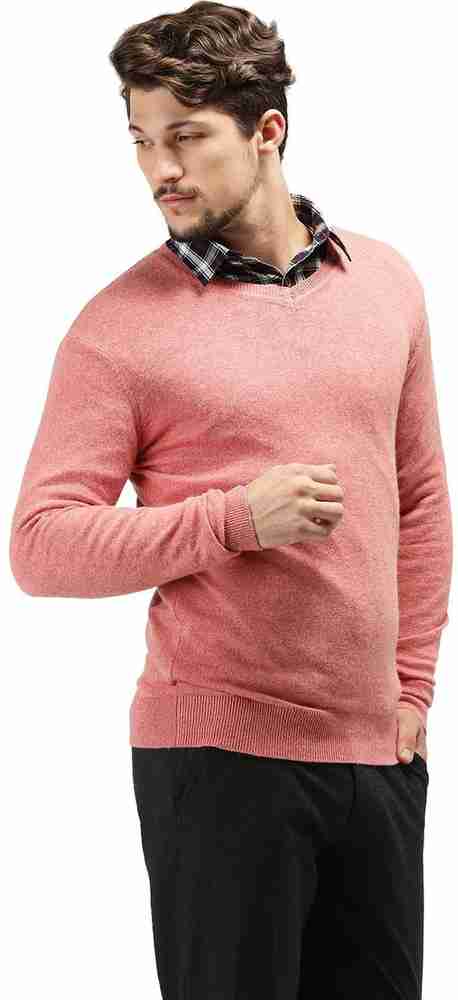 Knighthood Solid V Neck Casual Men Pink Sweater Buy Knighthood