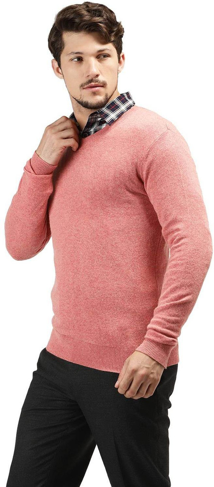 Knighthood Solid V Neck Casual Men Pink Sweater Buy Knighthood