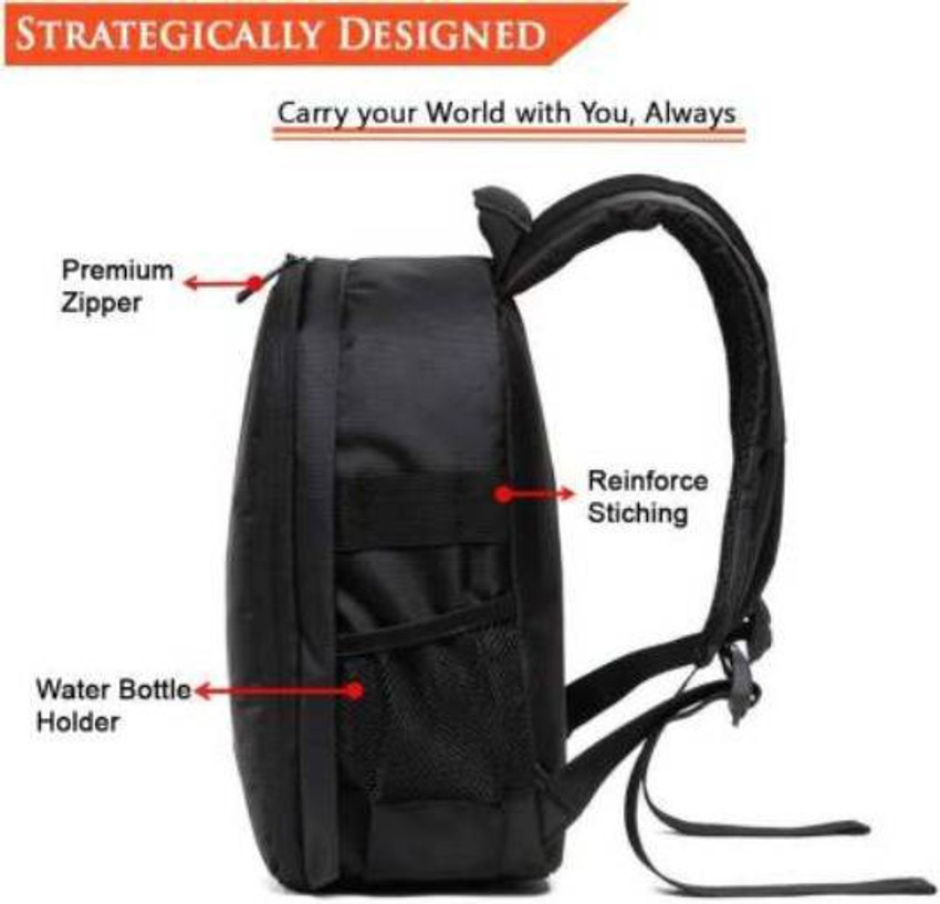 Camera bag with top water bottle holder