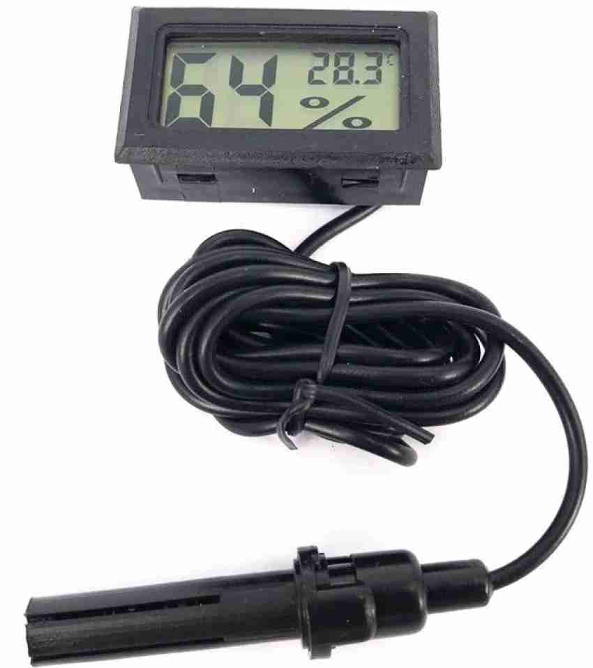 Mini LCD Digital Thermometer Hygrometer Temperature Indoor Convenient  Temperature Sensor Humidity Meter Gauge Instruments Cable (Black)