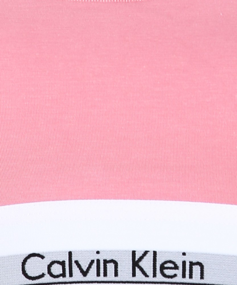 Calvin Klein Size L Womens Pink Wireless Padded Back Closure Sports Bra 1C