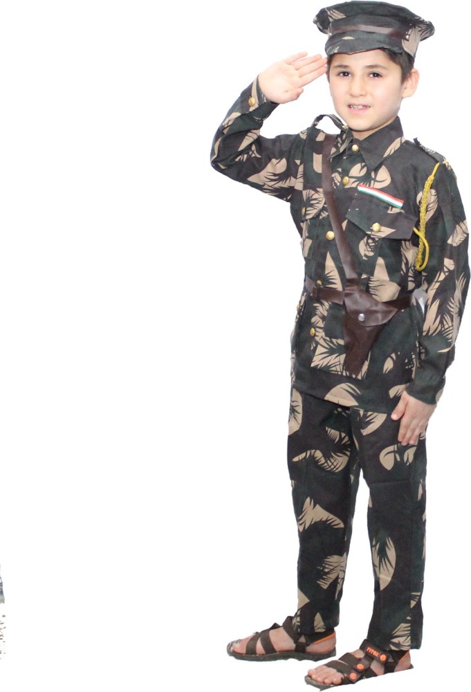 Army Dress for Kids, Polyester Fabric Indian Military Soldier Costume, –  Raj Costumes