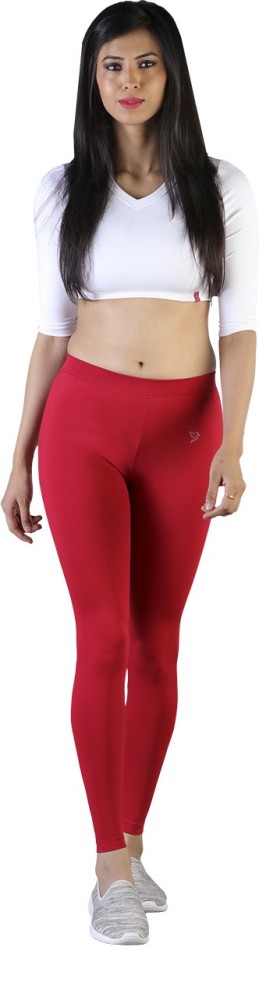 Twinbirds Lava Red Solid Full Length Legging