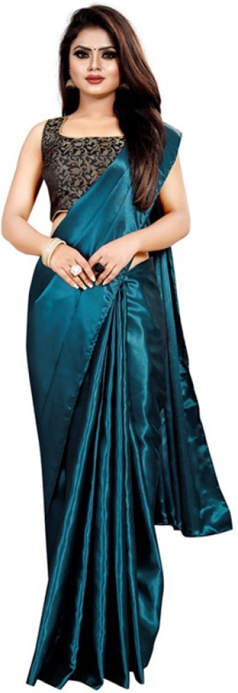 Plain Green Partywear Satin Silk Saree With Sequence Work Blouse & Belt at  Rs 1989/piece in Singrauli