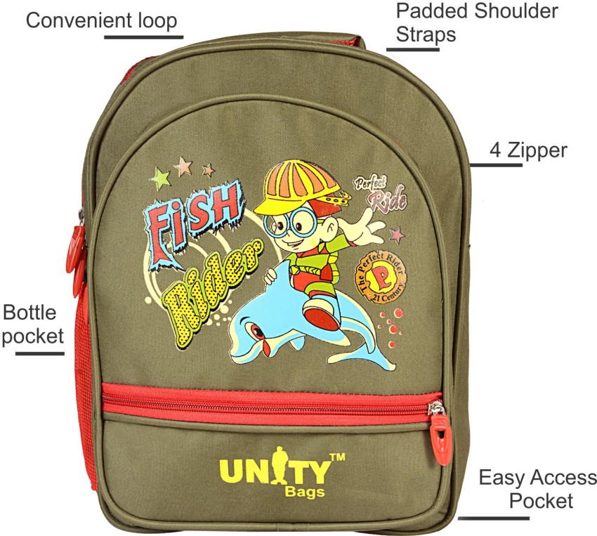 Unity Bags Kid's School Bag  Fish Rider Kids (Green) 15 L
