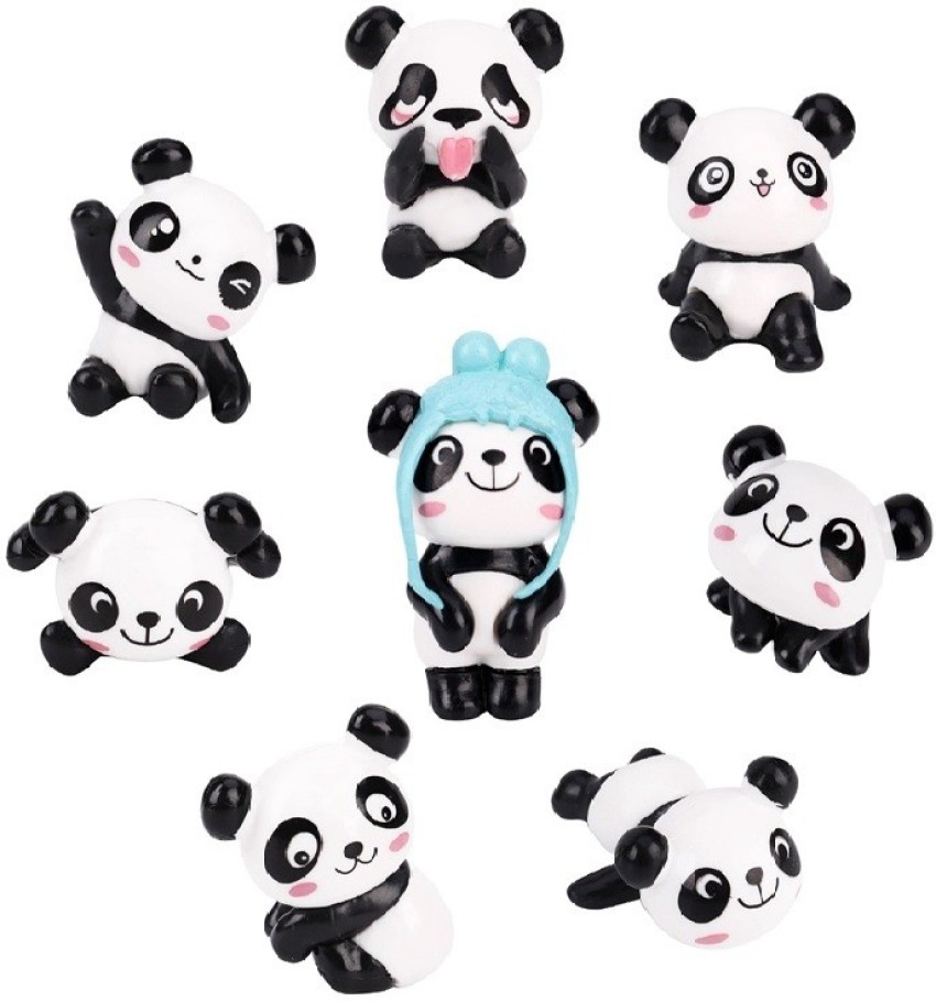 P S Retail Micro Landscape Cute Mini Panda - 8pcs/Set Decorative Showpiece - 5 Cm