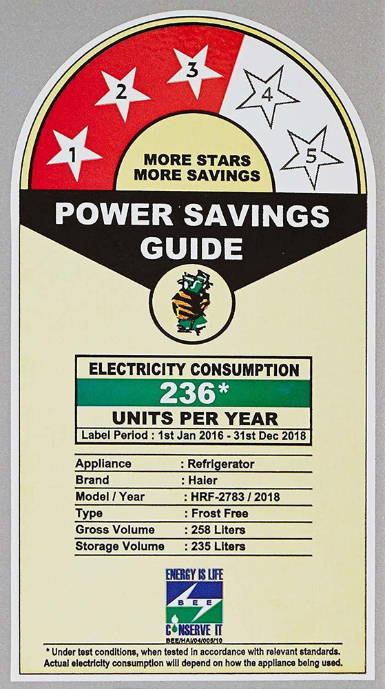 5 star fridge electricity sale consumption