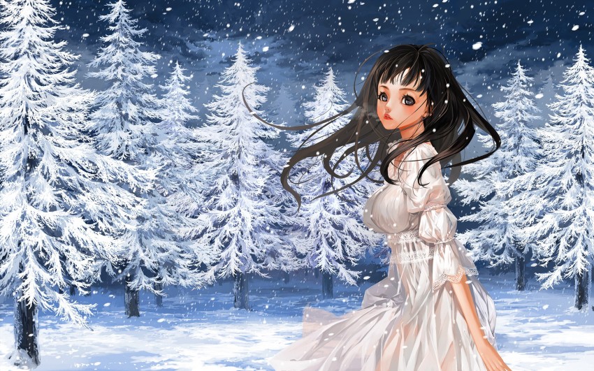 Anime Girl cartoon snowfall HD wallpaper  Peakpx