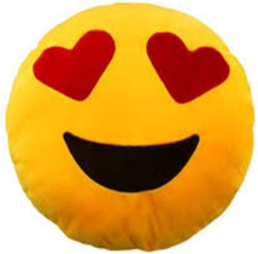 EMOTICON EMOJI SOFT YELLOW ROUND CUSHION PILLOW STUFFED PLUSH TOY FLUSHED 