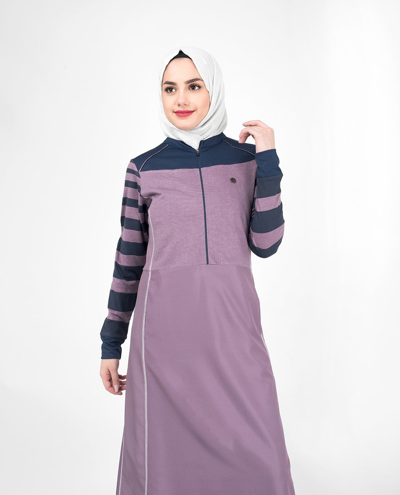 SILK ROUTE London Striper Contrast Arm Casual Abaya Women Height 5