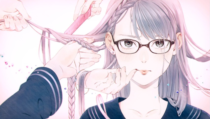 HD wallpaper: Anime, Original, Braid, Earrings, Grey Hair, Purple Eyes,  Short Hair | Wallpaper Flare