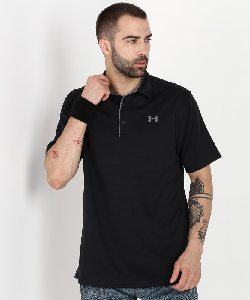 Under armour 2024 black polo shirt