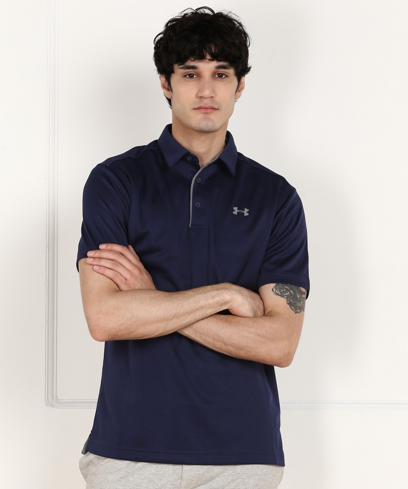 UNDER ARMOUR Solid Men Polo Neck Blue T-Shirt - Buy UNDER ARMOUR Solid Men  Polo Neck Blue T-Shirt Online at Best Prices in India