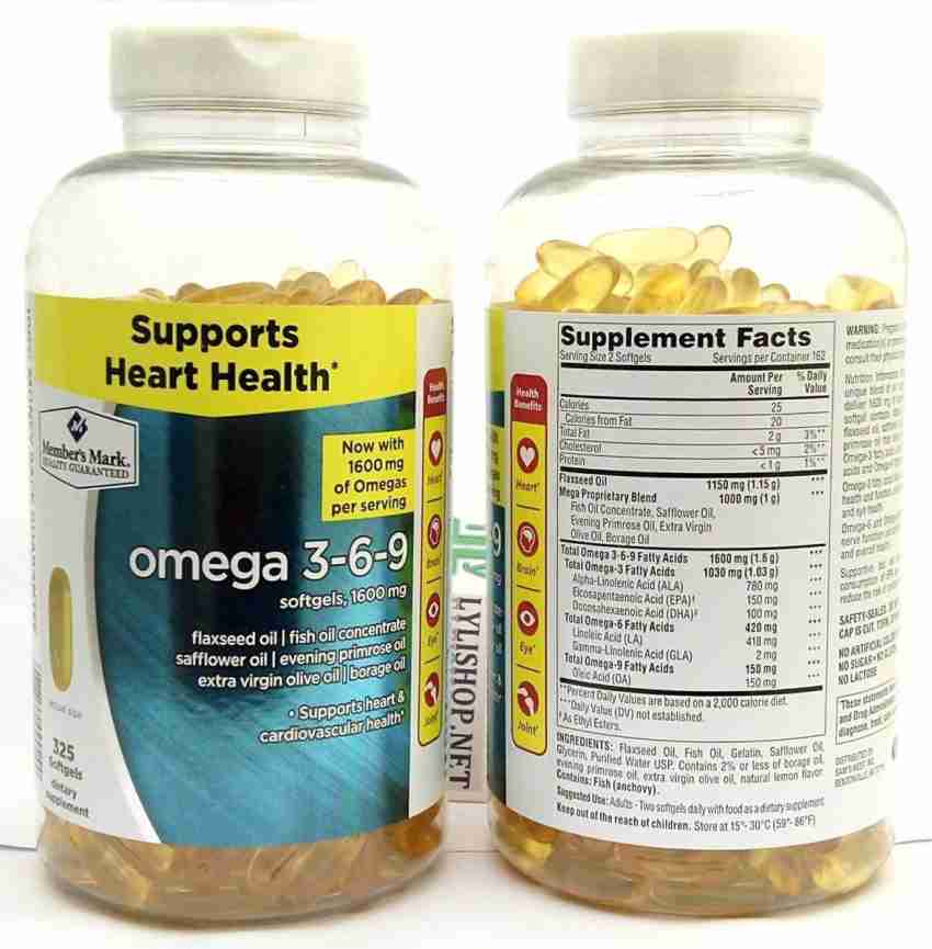 MEMBER S MARK Omega 3 6 9 Dietary Supplement 325 Softgels