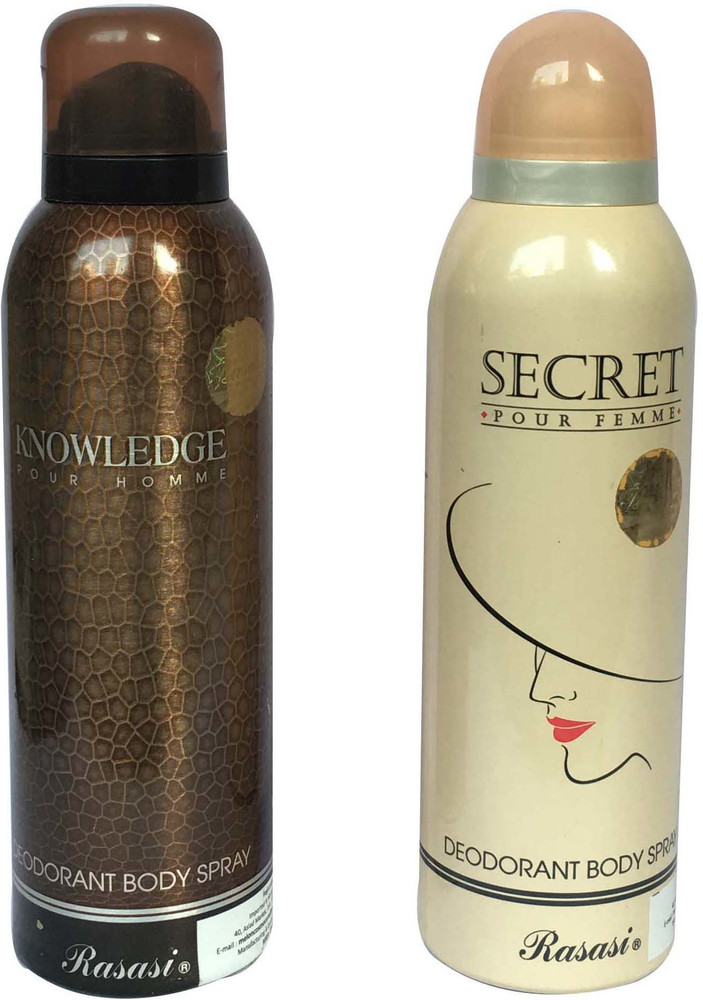 RASASI KNOWLEDGE, SECRET (PACK OF 2) Body Spray - For Men & Women - Price  in India, Buy RASASI KNOWLEDGE, SECRET (PACK OF 2) Body Spray - For Men &  Women Online