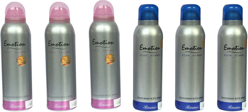 RASASI EMOTION 3 HOMME 3 FEMME PACK OF 6 Body Spray For Men