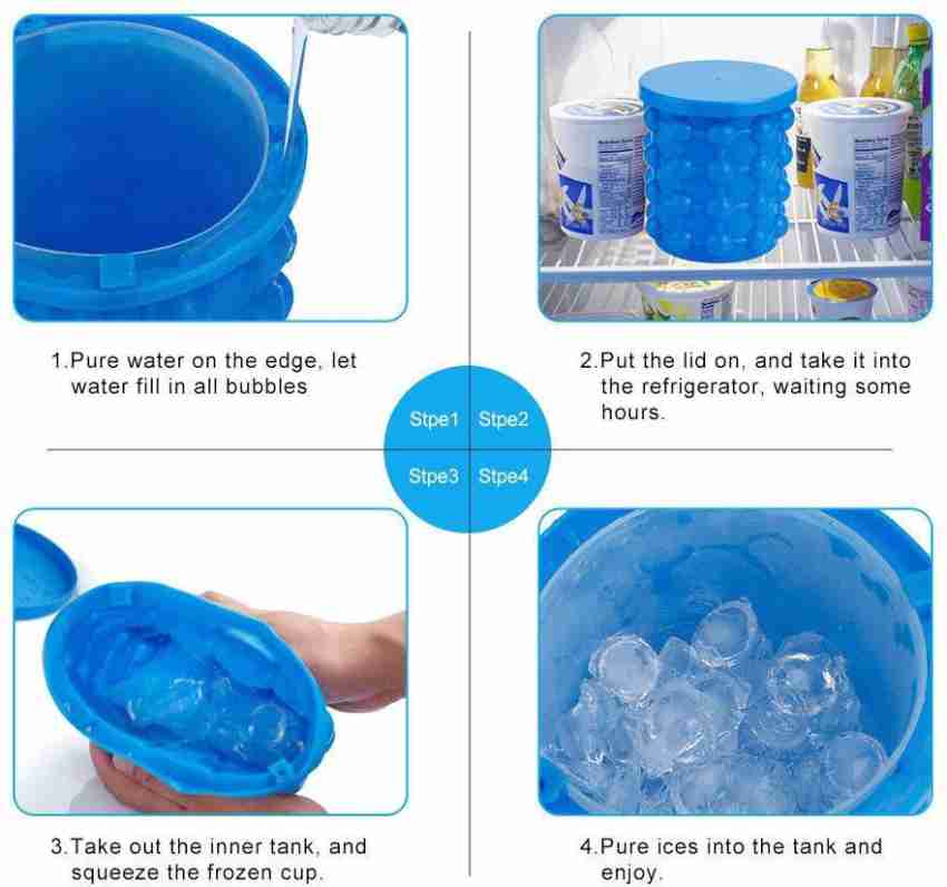 Silicone Ice Cube Maker Bucket with Lid Makes Small Size Nugget Ice Chips  Soft Drinks Cocktail Ice Crushed Ice Maker Bucket