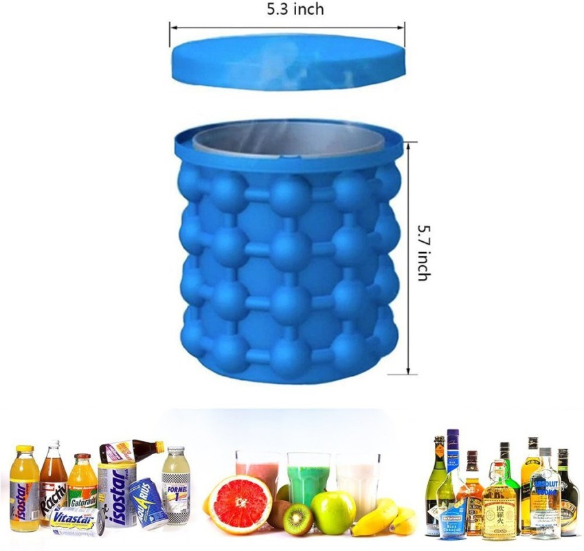 Large 2 in 1 Silicone Ice Bucket Ice Cube Maker Genie Mold With Lid Space  Saving Crushed Ice Tray Mold Wine Chilling Bucket Tool