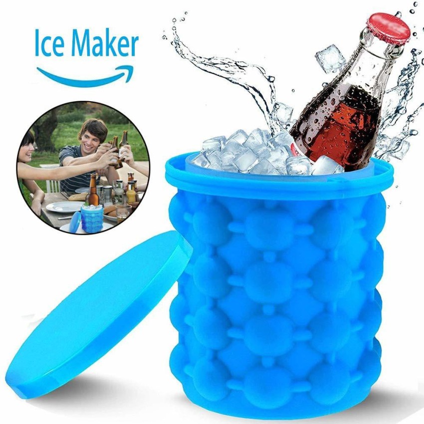 Ice Cube Tray, Silicone Ice Bucket with Lid, BPA Free, 2 in 1 Portable Ice  Cube Maker, Ice Cube Mold Genie for Frozen Whiskey, Cocktail, Beverages