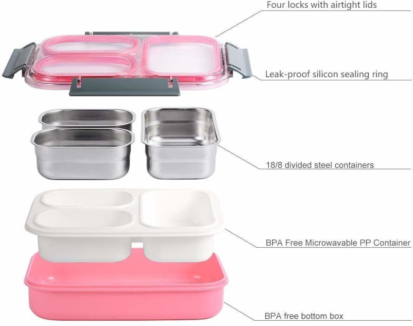 Topware Stainless Steel Executive Maxfresh Lunchbox- 3 Smart Lock Container