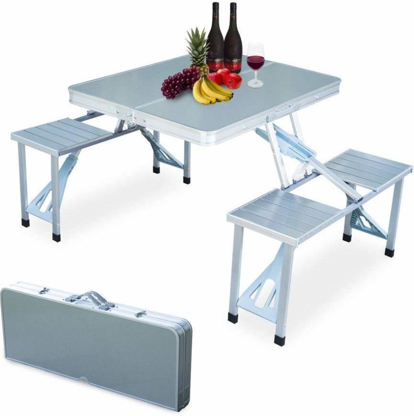 Folding Camping Table Chair Set, Aluminum Suitcase Portable