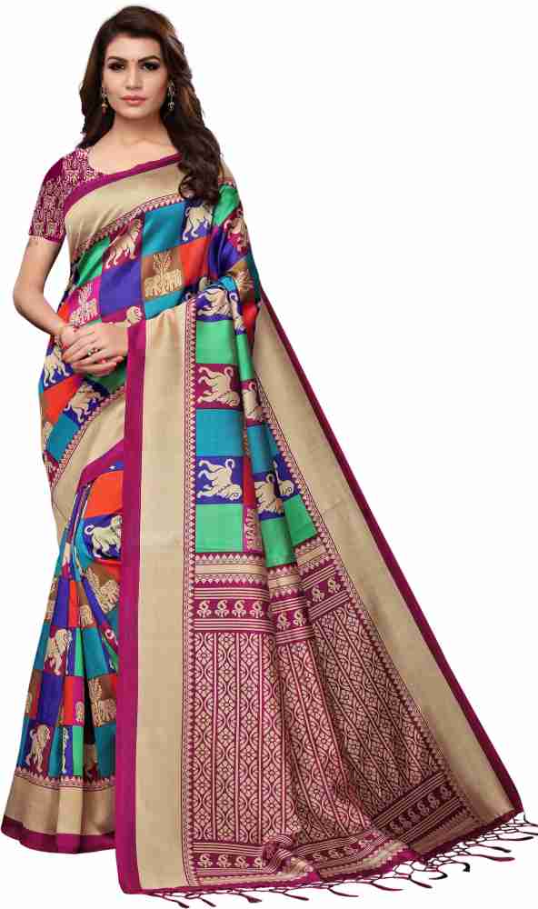 Buy Jaanvi Fashion Floral Print Bollywood Crepe Pink Sarees Online