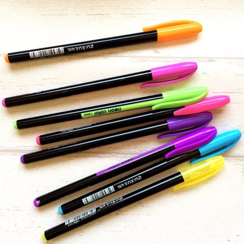 AS ZUIXUAN 48 Pcs Color Gel Neon color Pen Set Coloring Book Ink Pens  Drawing Painting Craft Art Neon