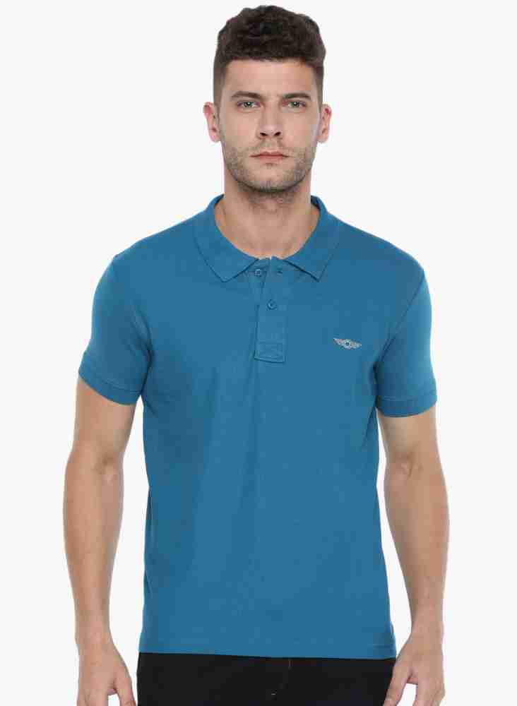 Buy Force NXT Solid Men Polo Neck Blue T-Shirt Online at Best