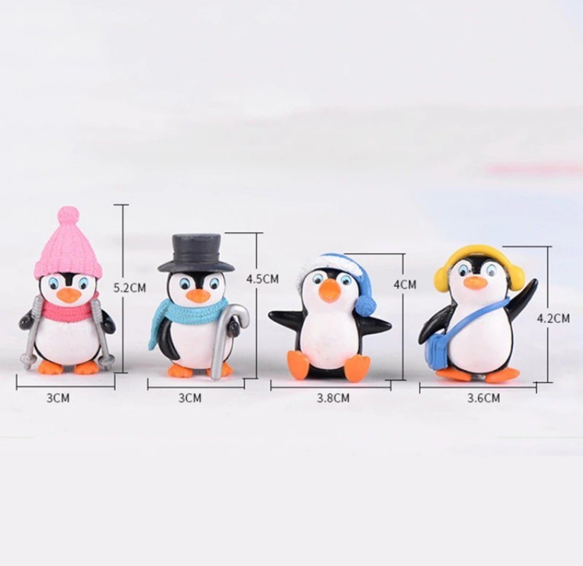 P s retail Micro Landscape Cute Mini Winter Penguin - (4pcs/Set) Decorative  Showpiece - 5.2 cm